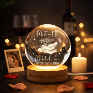 Personalized Masters Degree Gift, Graduation Gift For Her Him, Mastered It 2026 Crystal Ball Night Light, Master's Degree MBA Gift Graduate