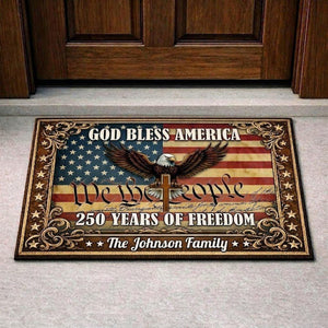Custom Family Name Patriotic Doormat USA 250th Anniversary Patriotic Front Door Mat, Happy 250th Birthday USA 1776-2026