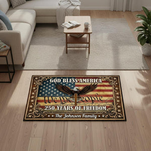 Custom Family Name Patriotic Doormat USA 250th Anniversary Patriotic Front Door Mat, Happy 250th Birthday USA 1776-2026