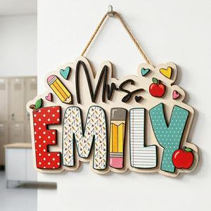 Personalized Teacher Name Door Sign, 3D Welcome Door Hanger, Classroom Decor, Teacher Appreciation Gifts, Teacher Gift 2026