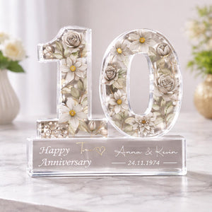 Personalized 10th Wedding Anniversary Gift Acrylic Block, 10th Aluminum Wedding Gifts For Parents, Tin Anniversary Gift, Husband Gift