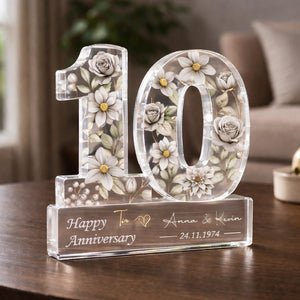 Personalized 10th Wedding Anniversary Gift Acrylic Block, 10th Aluminum Wedding Gifts For Parents, Tin Anniversary Gift, Husband Gift