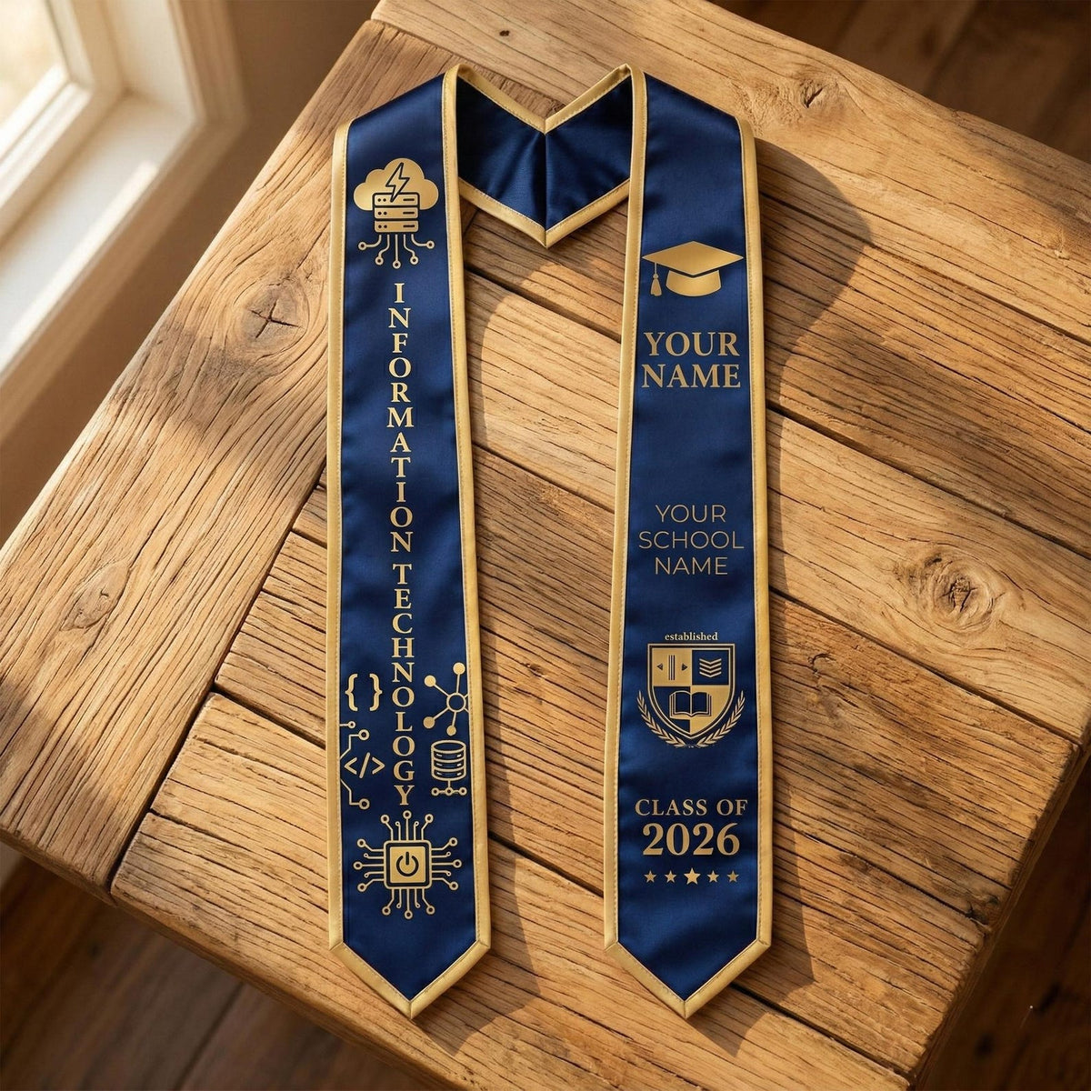 Personalized Graduation Stole Custom Name, Class of 2026 Stole, Custom College Stole, Marketing Graduation Sash, School Name Gift