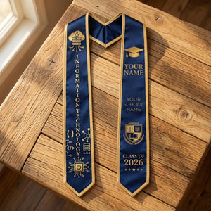 Personalized Graduation Stole Custom Name, Class of 2026 Stole, Custom College Stole, Marketing Graduation Sash, School Name Gift