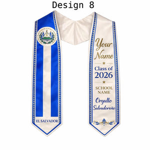 Custom Flag Graduation Stole Class of 2026, Personalized Country Heritage Sash, Mexico Brazil USA Africa Philippine Pride, Grad Gift