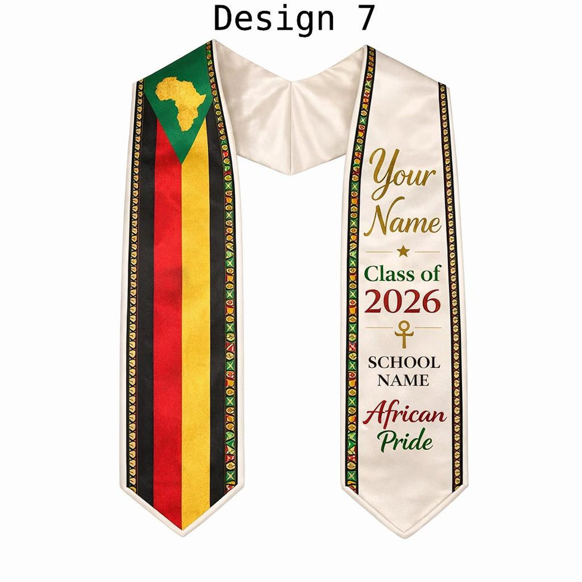 Custom Flag Graduation Stole Class of 2026, Personalized Country Heritage Sash, Mexico Brazil USA Africa Philippine Pride, Grad Gift