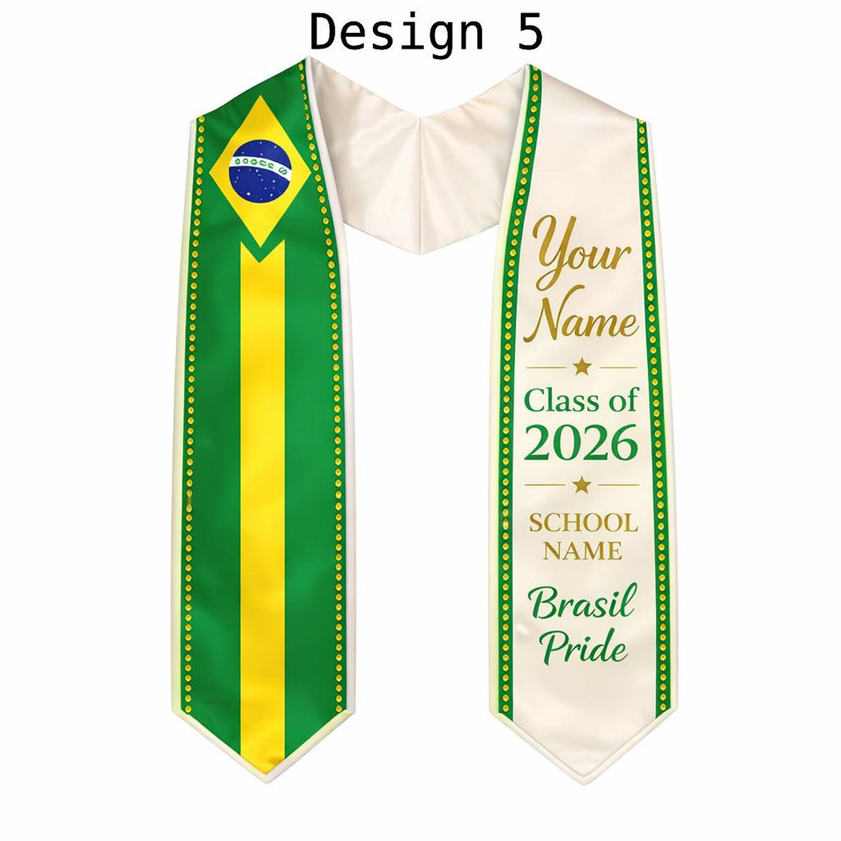 Custom Flag Graduation Stole Class of 2026, Personalized Country Heritage Sash, Mexico Brazil USA Africa Philippine Pride, Grad Gift