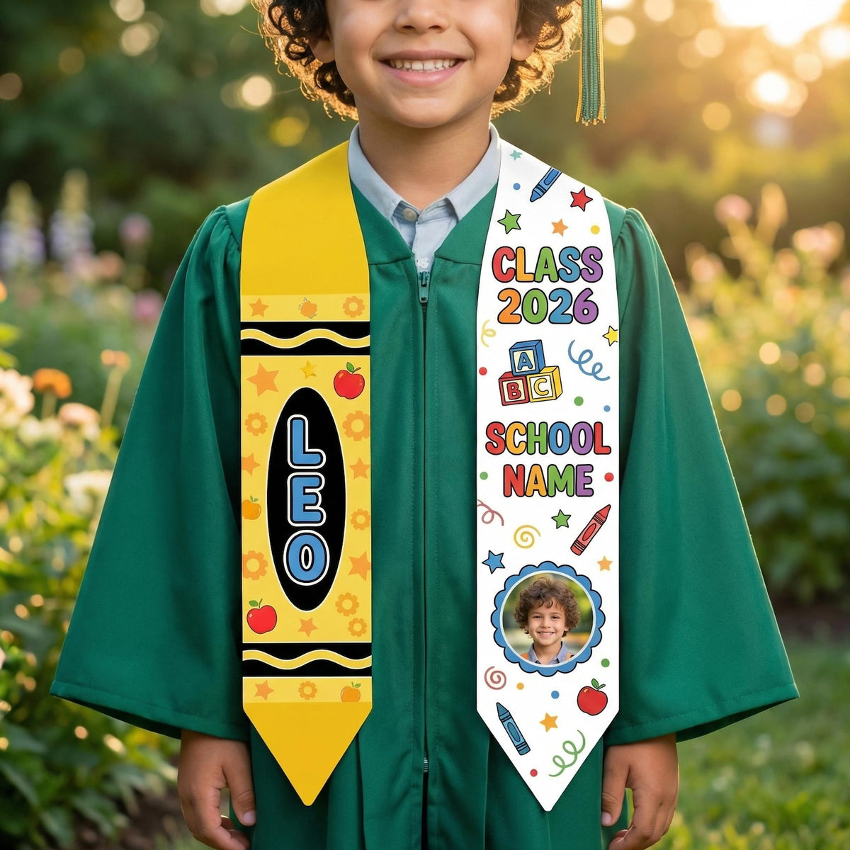 Custom Name Kid Graduation Stole,Grad Gift for Kids,Class of 2026 Kindergarten Stole,Kids Graduation Sash,Preschool Graduation Stole
