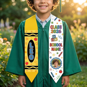 Custom Name Kid Graduation Stole,Grad Gift for Kids,Class of 2026 Kindergarten Stole,Kids Graduation Sash,Preschool Graduation Stole