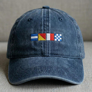 Personalized Name In Nautical Flags Embroidered Baseball Cap, Fathers Day Gifts For Dad, Custom Boating Sailor Boat Captain Hats Presents