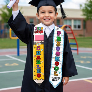Personalized Kid Graduation Stole, Custom Pencil Kindergarten Grad Stole, Class Of 2026 Sash, Custom Graduation Gift for Daughter Son