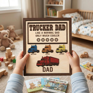 Personalized Trucker Dad Wood Sign | Custom Father's Day Plaque | Father Day Gifts