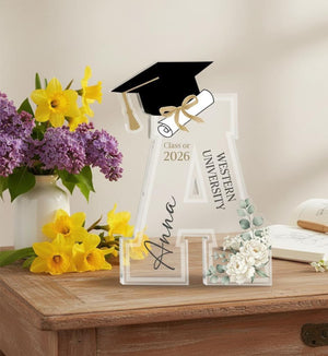 Personalized Graduation Acrylic Decor, Custom Class of 2026 Initial Keepsake