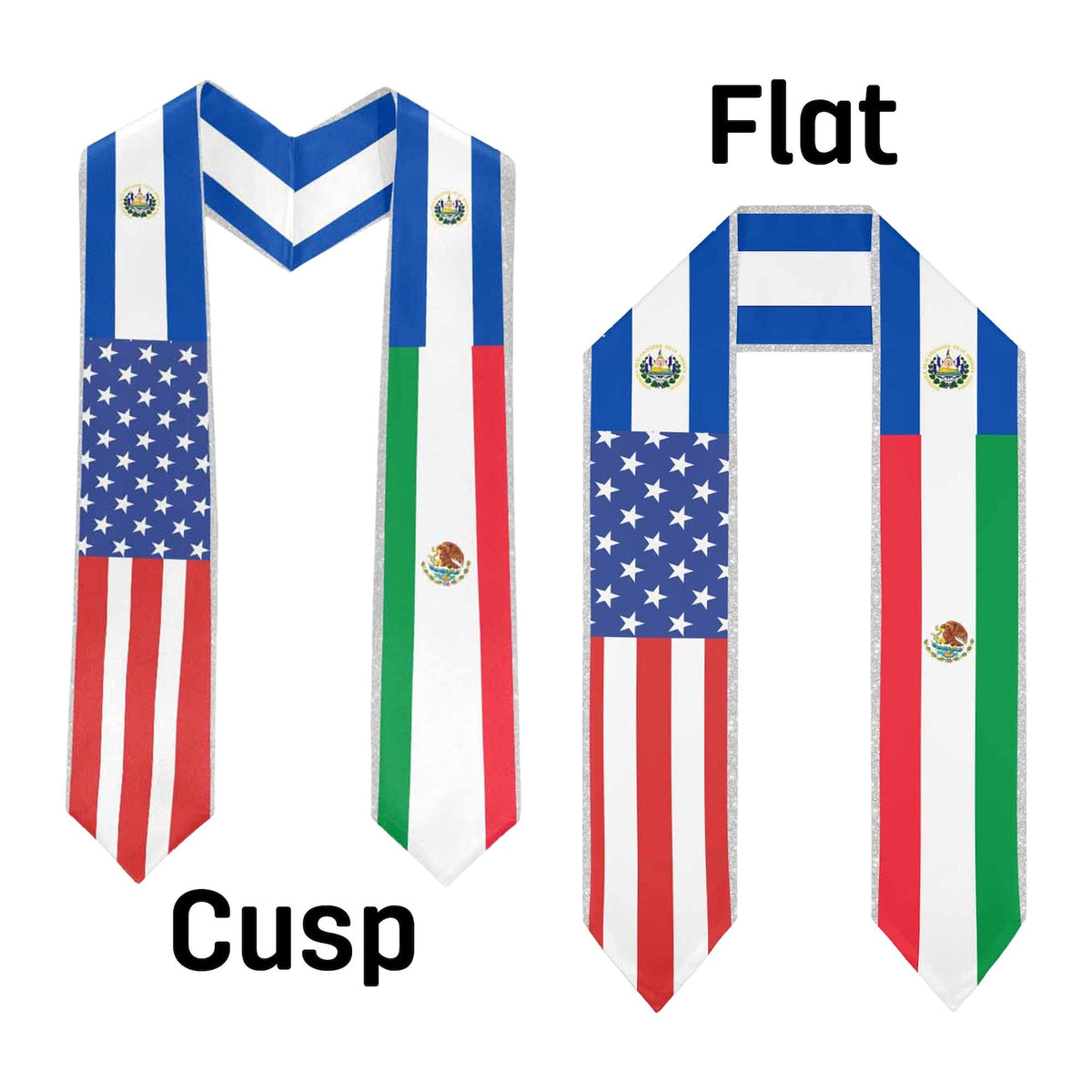 Custom 1/2/3/4 Mixed Country Flag Graduation Stole, Personalized Graduate Sash for Friends, Class of 2026 Grad Gifts for Student