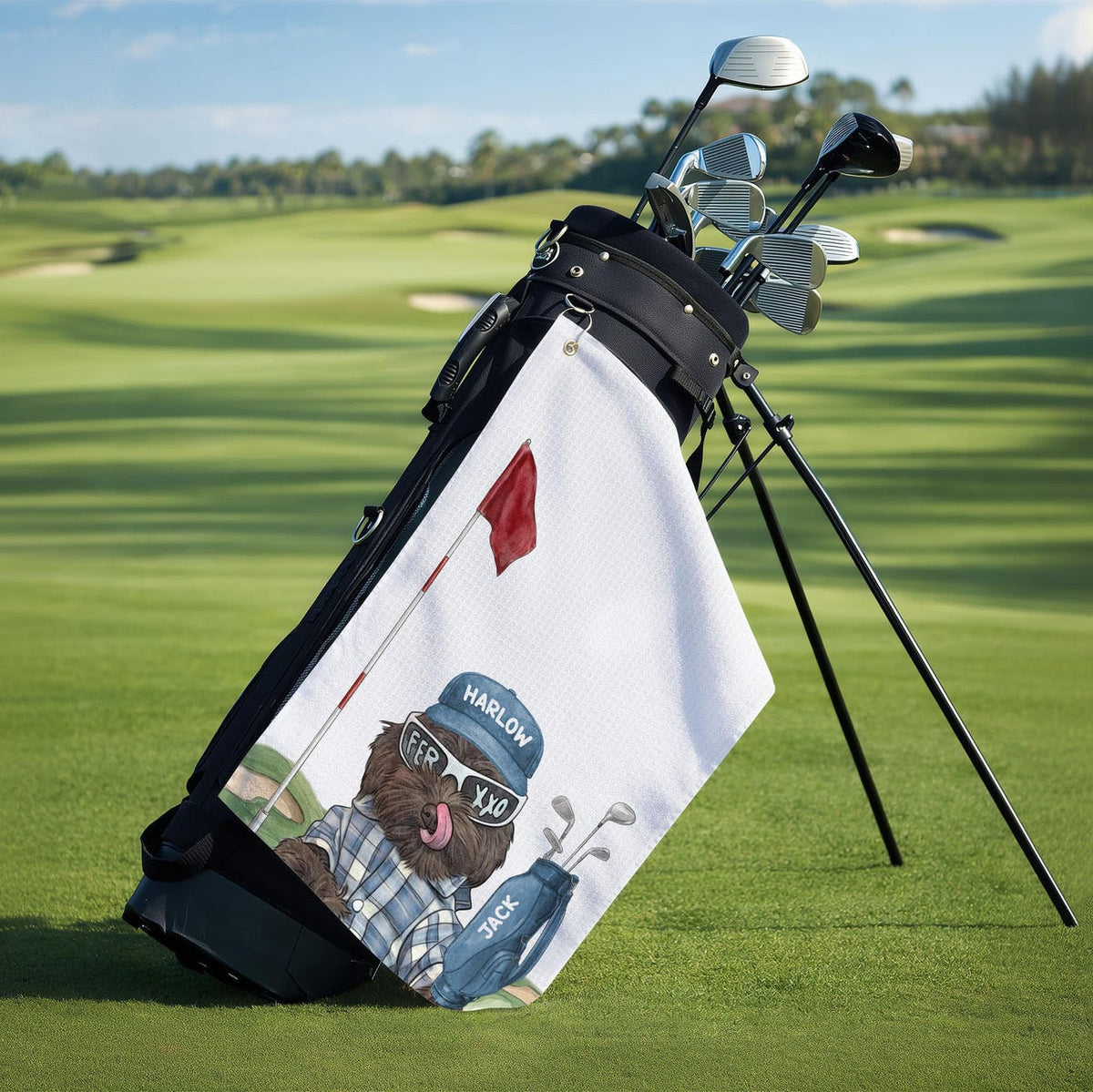 Custom Pet Golf Towel, Custom Dog Golf Towel for Dad, Golf Towel for Father's Day, Personalized Towel