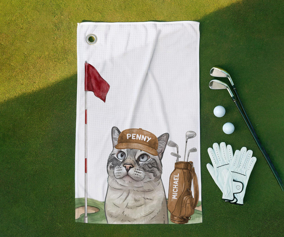 Custom Pet Golf Towel, Custom Dog Golf Towel for Dad, Golf Towel for Father's Day, Personalized Towel
