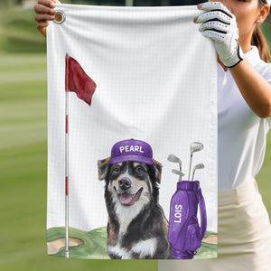 Custom Pet Golf Towel, Custom Dog Golf Towel for Dad, Golf Towel for Father's Day, Personalized Towel