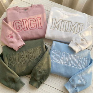 Custom Gigi Mimi Mama Grandma Embroidered Sweatshirt & Hoodie, Mothers Day Gifts for Her, Personalized Embroidery Grandma Crewneck,