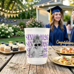 Custom Graduation Frosted Cup, Personalized Photo Senior Cup 2026, Class of 2026 Party Cups, Grad Party Decor, High School Graduation Gift