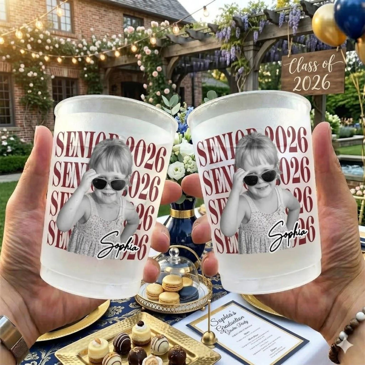 Custom Graduation Frosted Cup, Personalized Photo Senior Cup 2026, Class of 2026 Party Cups, Grad Party Decor, High School Graduation Gift