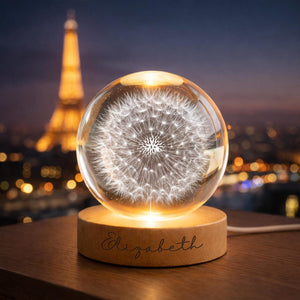 Personalized Dandelion Night Light, Custom Name Crystal Ball Lamp, Dandelion Flower, Unique Birthday Gift for Her, Aesthetic Room Decor