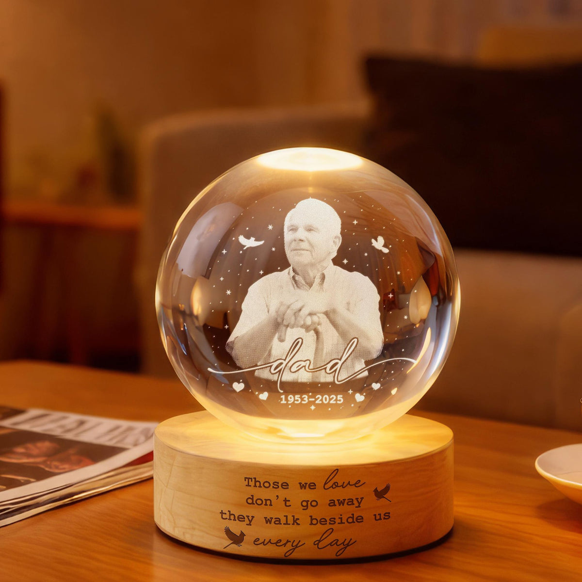 Custom Photo Memorial Night Light, Mom Loss Crystal Ball Light, Mom Remembrance Gift, Dad Memorial Gift, Loss of Father Gift, Sympathy Gift