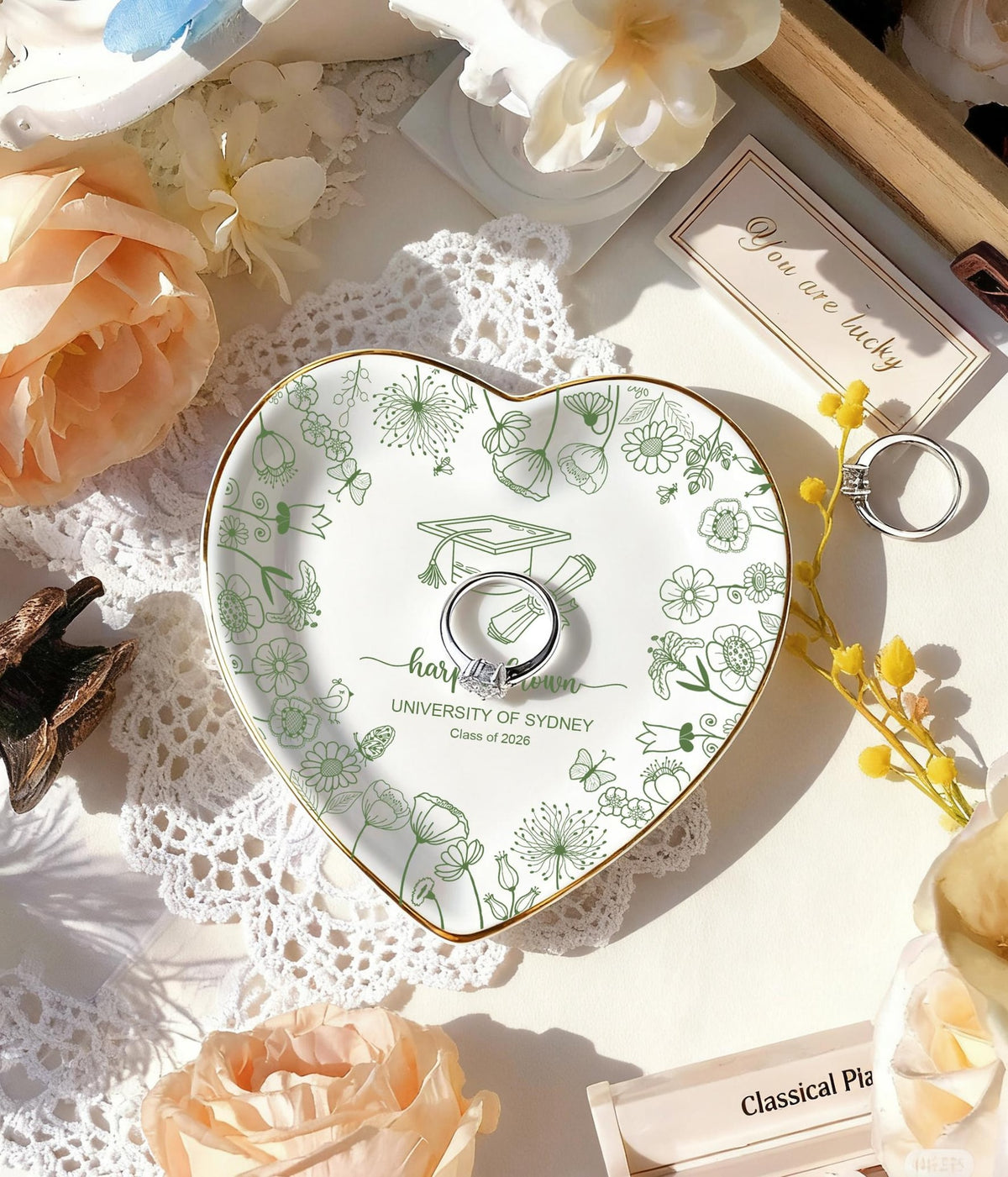 Personalized Graduation Ring Dish,Custom 2026 Jewelry Trinket Tray for Her,College Grad Gift,Grad Party Favors,Graduation Gifts for Daughter