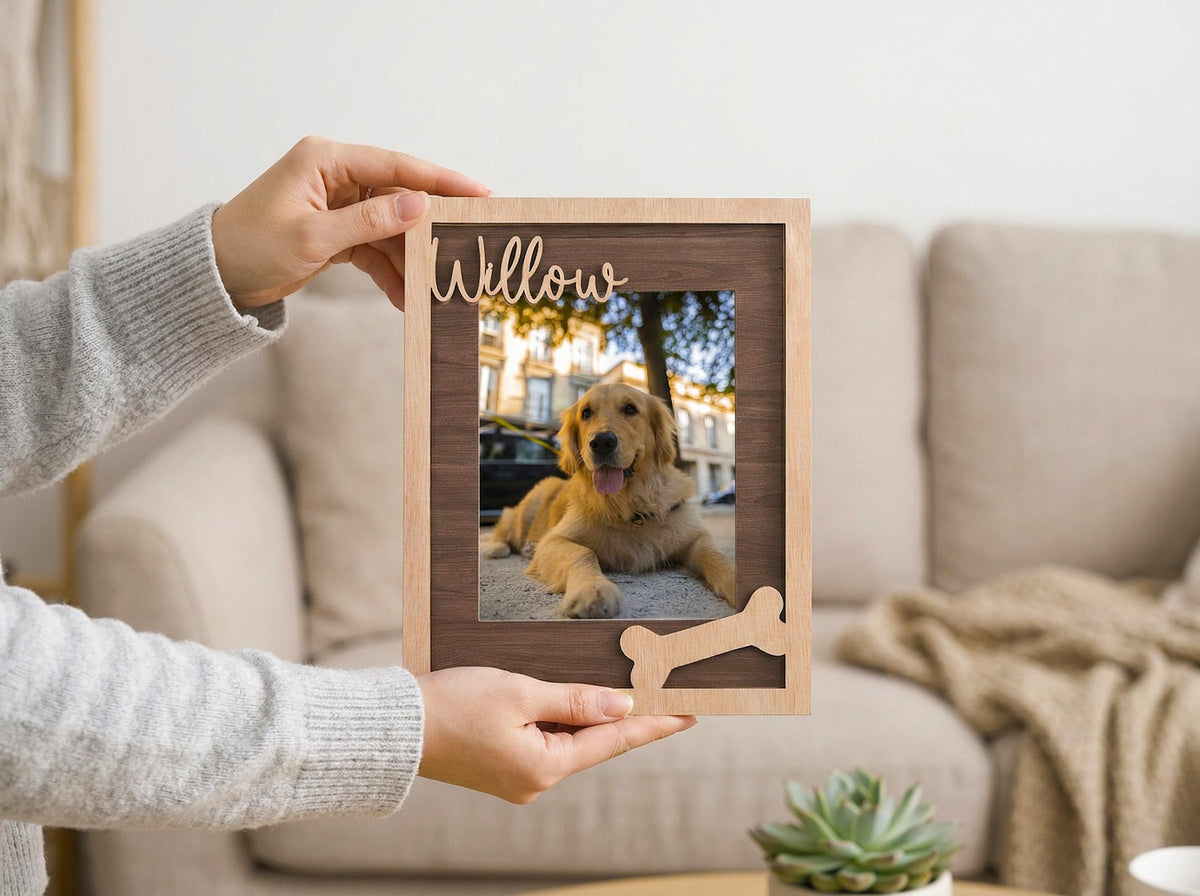 Custom Pet Memorial Frame, Personalized Wooden Picture Frame for Dog, Pet Loss Gift, Dog mom gift, Rainbow Bridge Remembrance, Dog keepsake