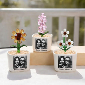 Personalized Bestie Photo Glass Flower Pot, Photo Gifts for Best Friend, Birthday Gifts For Bestie, Bridesmaid Proposal,Wedding Gift for MOH
