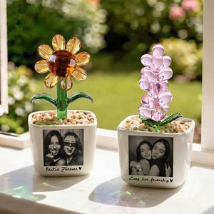 Personalized Bestie Photo Glass Flower Pot, Photo Gifts for Best Friend, Birthday Gifts For Bestie, Bridesmaid Proposal,Wedding Gift for MOH