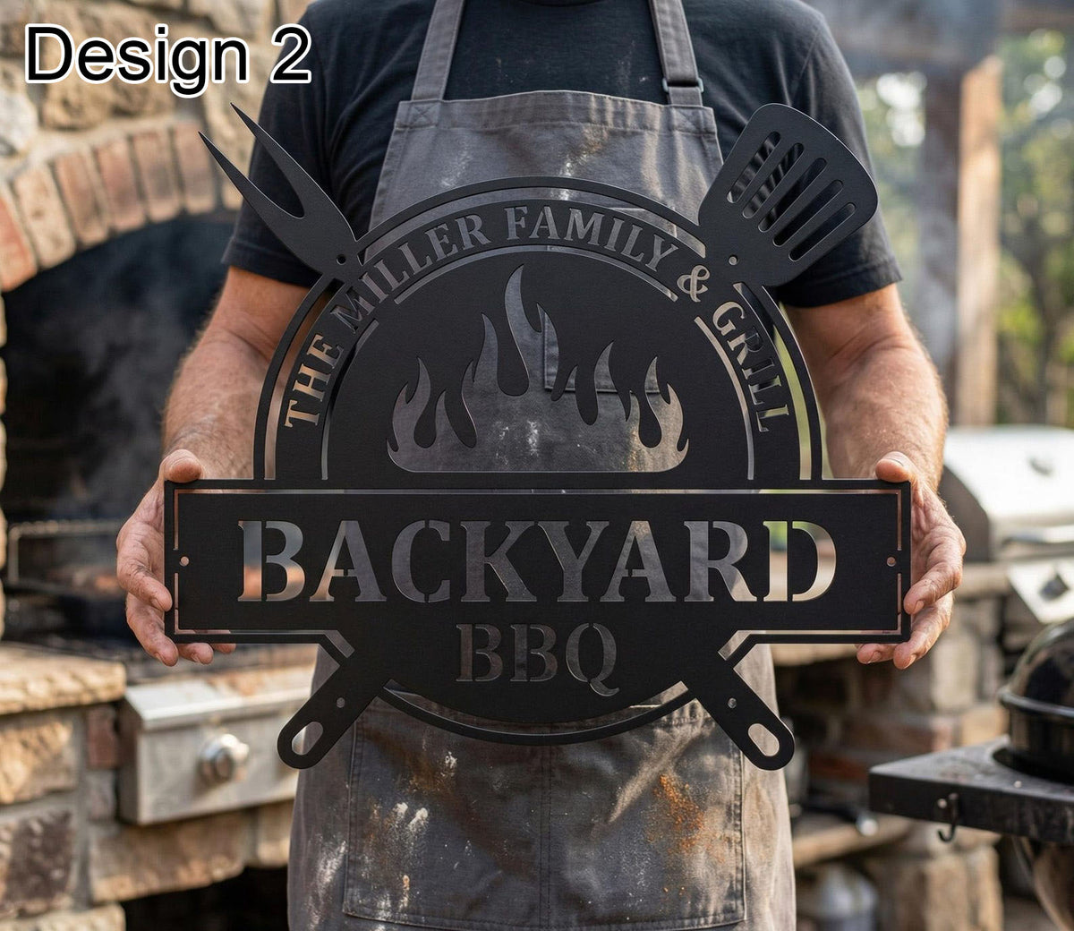 Custom Metal BBQ Sign Personalised Family Name Grill Decor Backyard Barbecue Wall Art Outdoor Kitchen Sign Father's Day Gift Housewarming