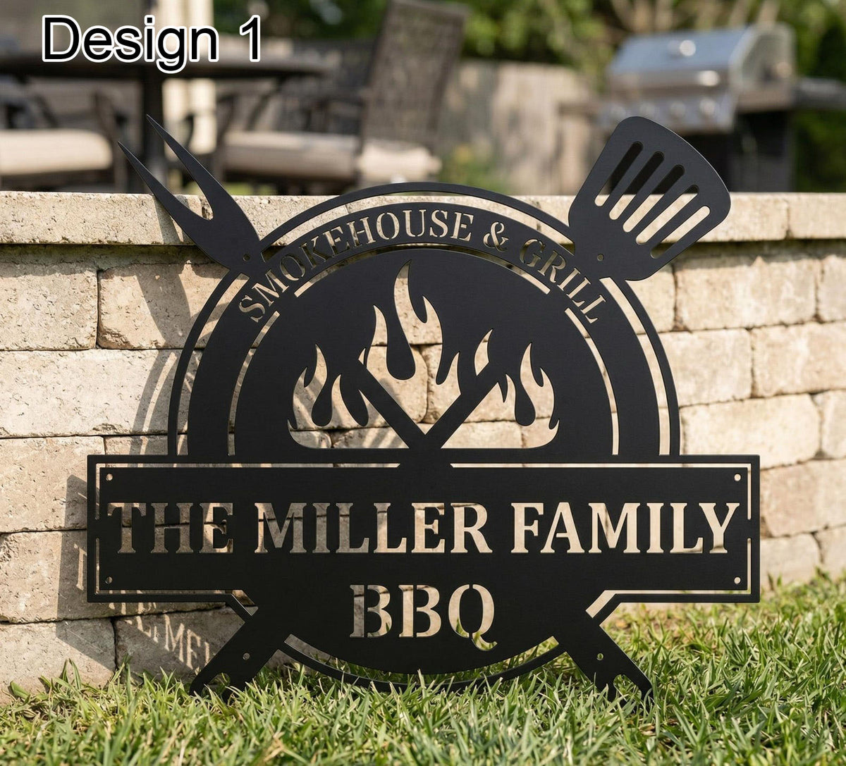 Custom Metal BBQ Sign Personalised Family Name Grill Decor Backyard Barbecue Wall Art Outdoor Kitchen Sign Father's Day Gift Housewarming