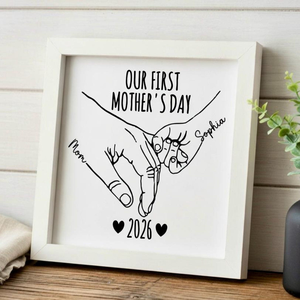 Our First Mother's Day Sign, First Time Mom Gifts, First Mothers Day, Personalized New Mom Gift from Baby, Mom and Baby Hands Wood Sign