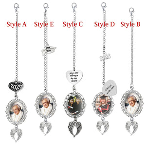 Memorial Graduation Tassel Photo Charm with Angel Wings - Personalized Grad Gift 2026 - Graduation Cap Keepsake for Her/Him