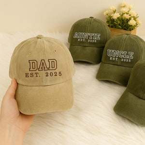 Custom Embroidered Auntie & Uncle Hat, Personalised Aunt Est 2026 Hat, Unisex Baseball Cap, Gift for New Aunts, Baby Announcement Uncle Gift