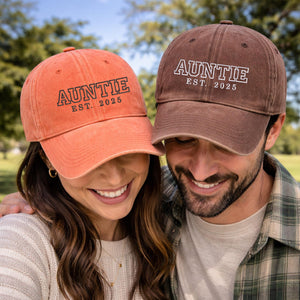 Custom Embroidered Auntie & Uncle Hat, Personalised Aunt Est 2026 Hat, Unisex Baseball Cap, Gift for New Aunts, Baby Announcement Uncle Gift