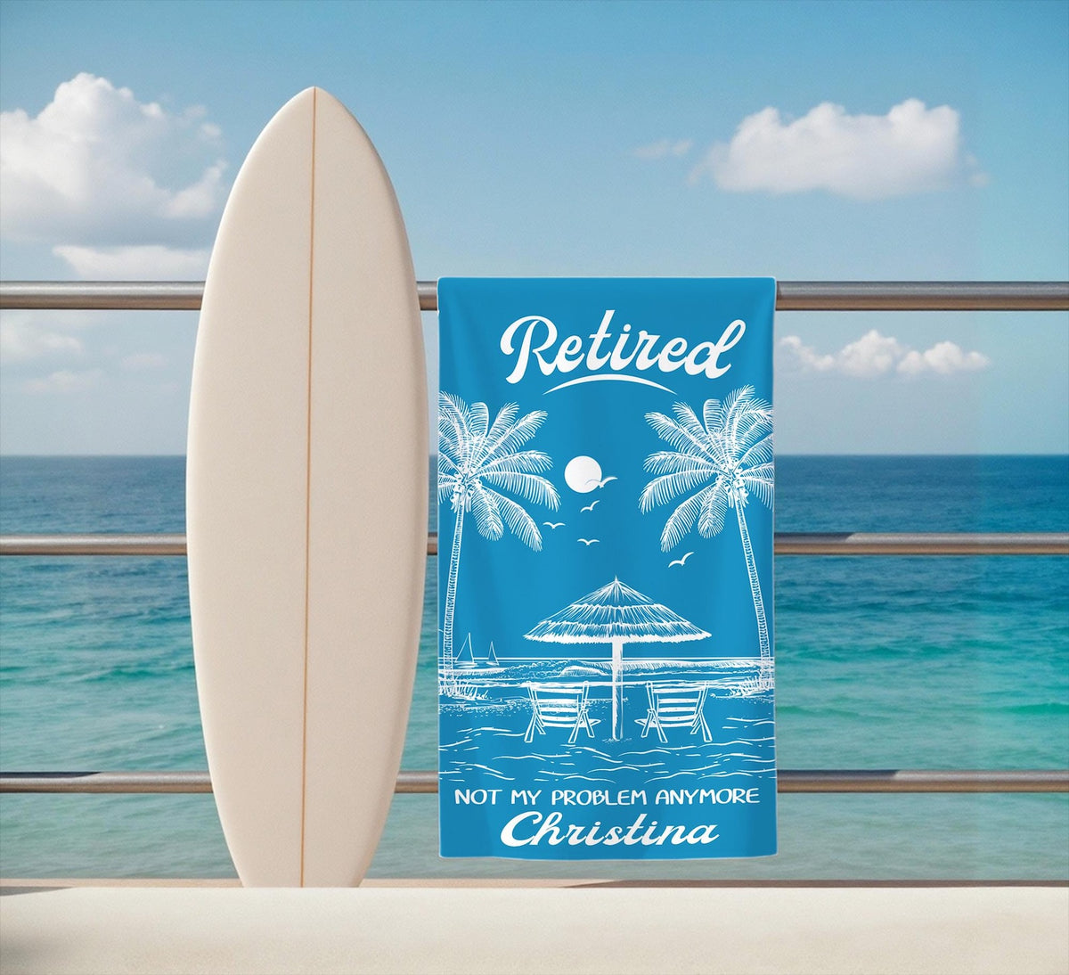 Personalized Retirement Beach Towel,Custom Retirement Gifts,Retired And Relaxed,Retirement Party,Tropical Bath Towel,Funny Retirement