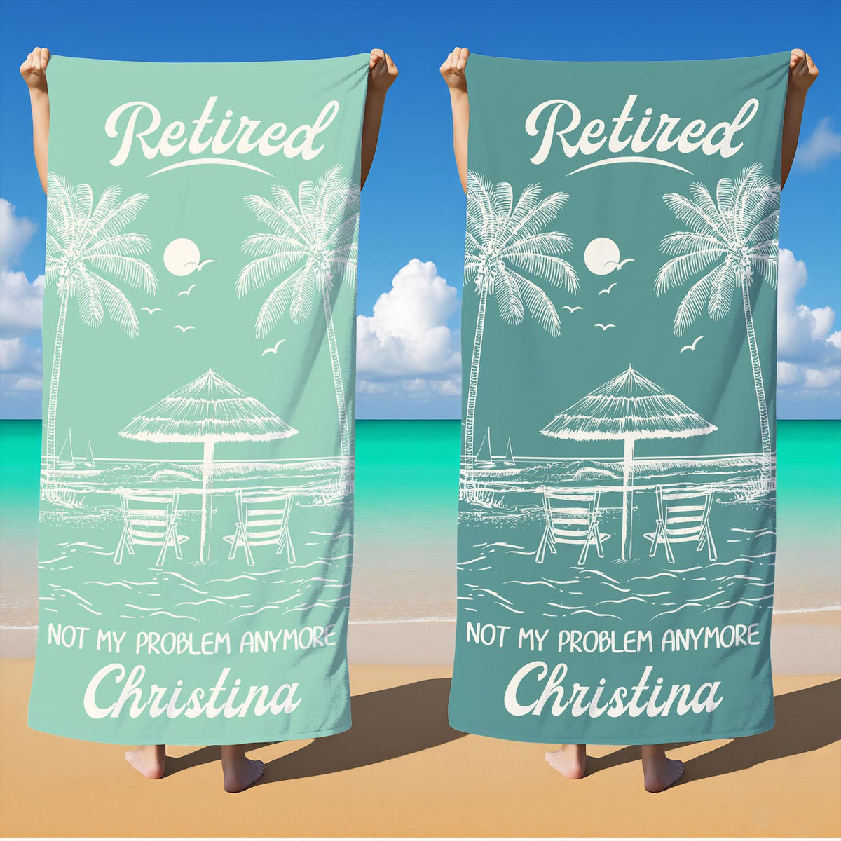 Personalized Retirement Beach Towel,Custom Retirement Gifts,Retired And Relaxed,Retirement Party,Tropical Bath Towel,Funny Retirement