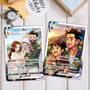 Personalized Poke Family Card, Custom Anniversary & Kid Card, Gift for Dad and Child, Gift for Him, Gift for Parents, Father's Day Gift