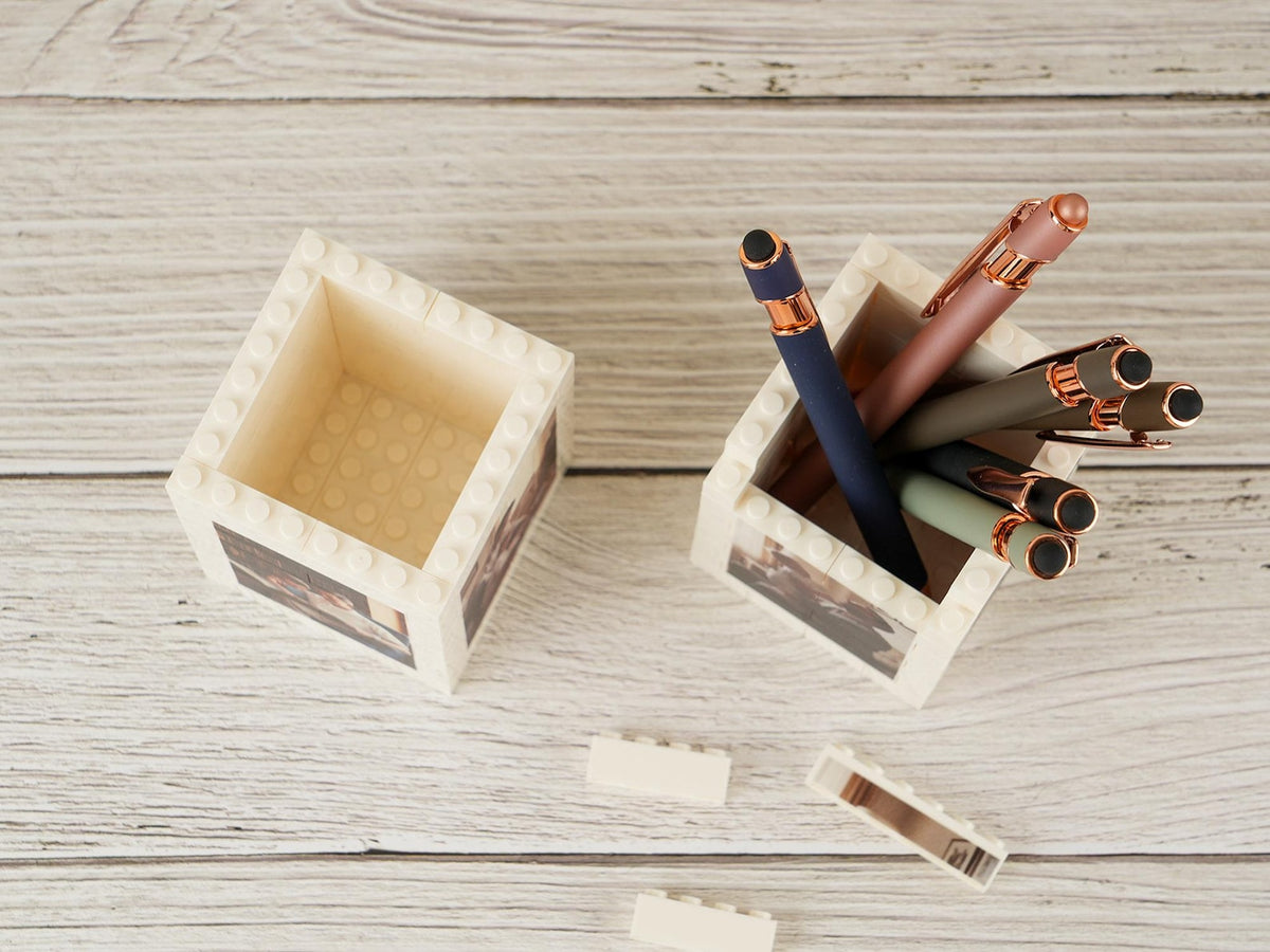 Custom Brick Pencil Pot Personalized Photo Desk Organizer for Dad, Father's day gift for dad grandpa