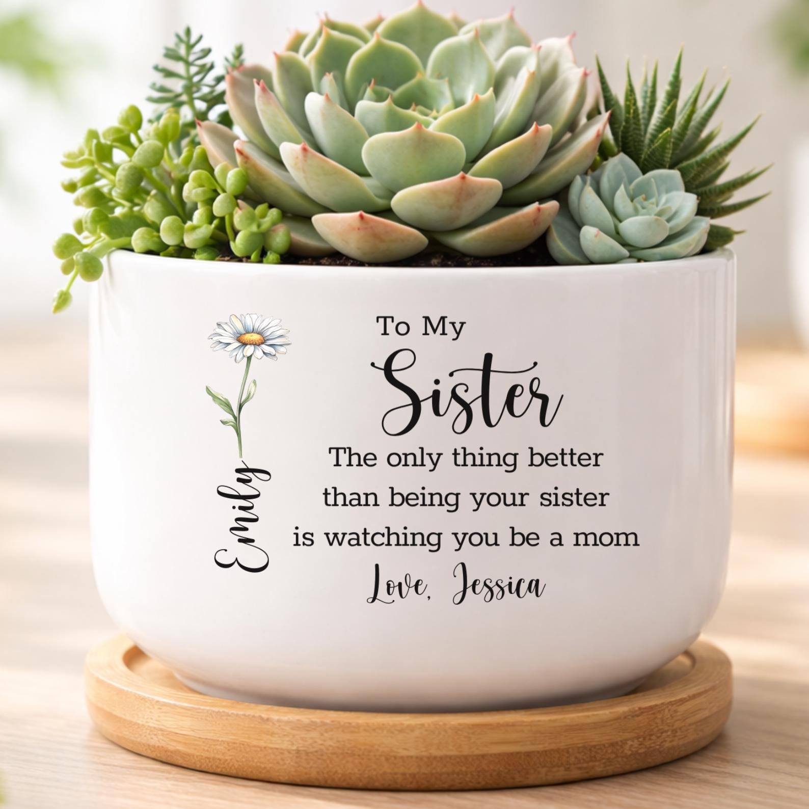 Personalized Sister Mother s Day Planter Gift, Custom Sister Mom Gift, New Mom Gift from Sister