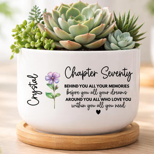 70th Birthday Gifts For Women, Personalized 70th Birthday Flower Pot Gift, Custom Name Chapter 70 Planter