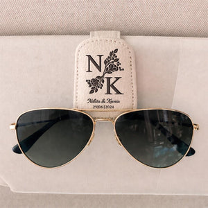 Custom Car Visor Sunglasses Holder, Personalized PU Leather Magnetic Glasses Clip,Car Decoration Gifts