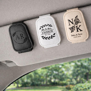Custom Car Visor Sunglasses Holder, Personalized PU Leather Magnetic Glasses Clip,Car Decoration Gifts