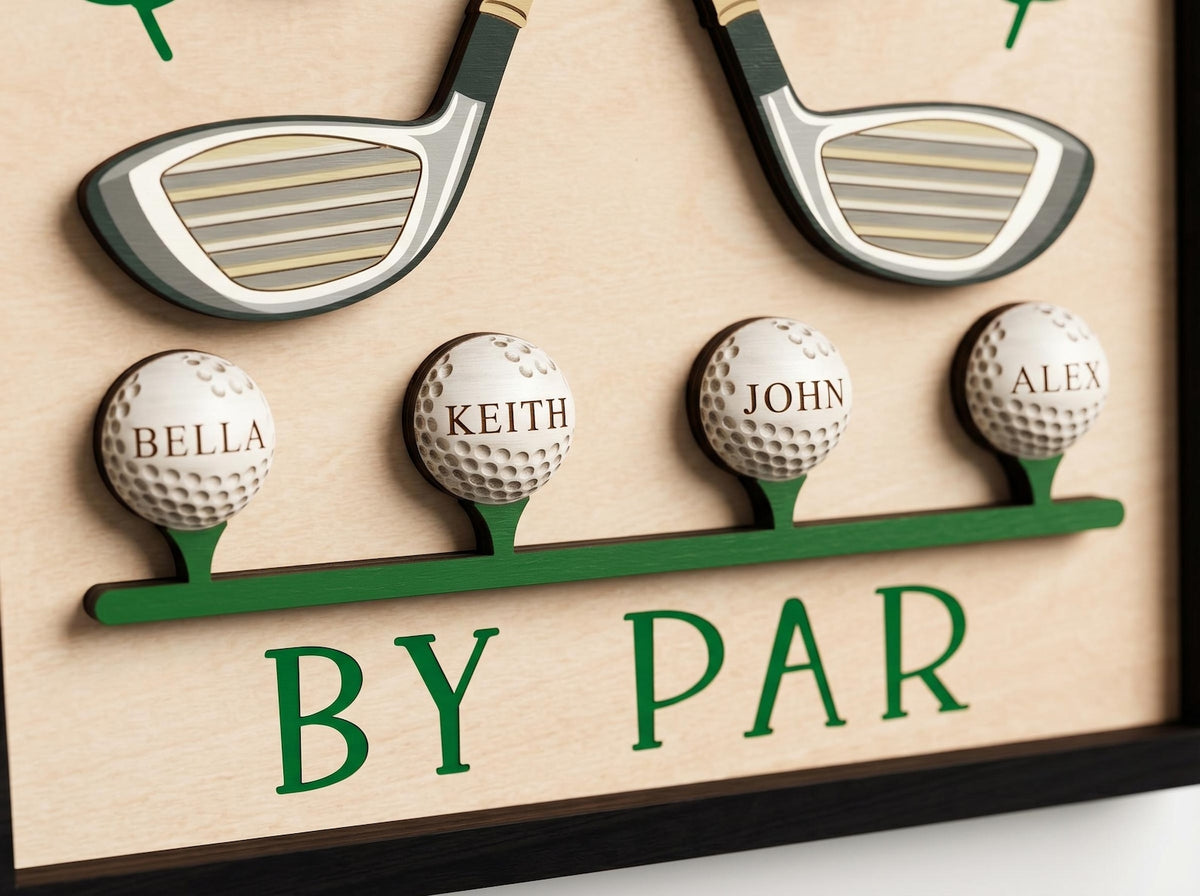 Best Dad By Par Golf Sign, Personalized Golf Gifts for Dad, Fathers Day Gift, Birthday Gift for Dad, Custom Wooden Sign Decor, Dad Sign