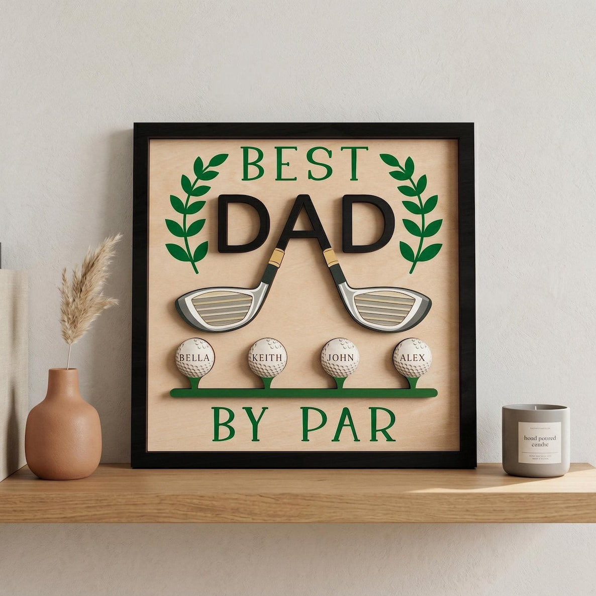 Best Dad By Par Golf Sign, Personalized Golf Gifts for Dad, Fathers Day Gift, Birthday Gift for Dad, Custom Wooden Sign Decor, Dad Sign