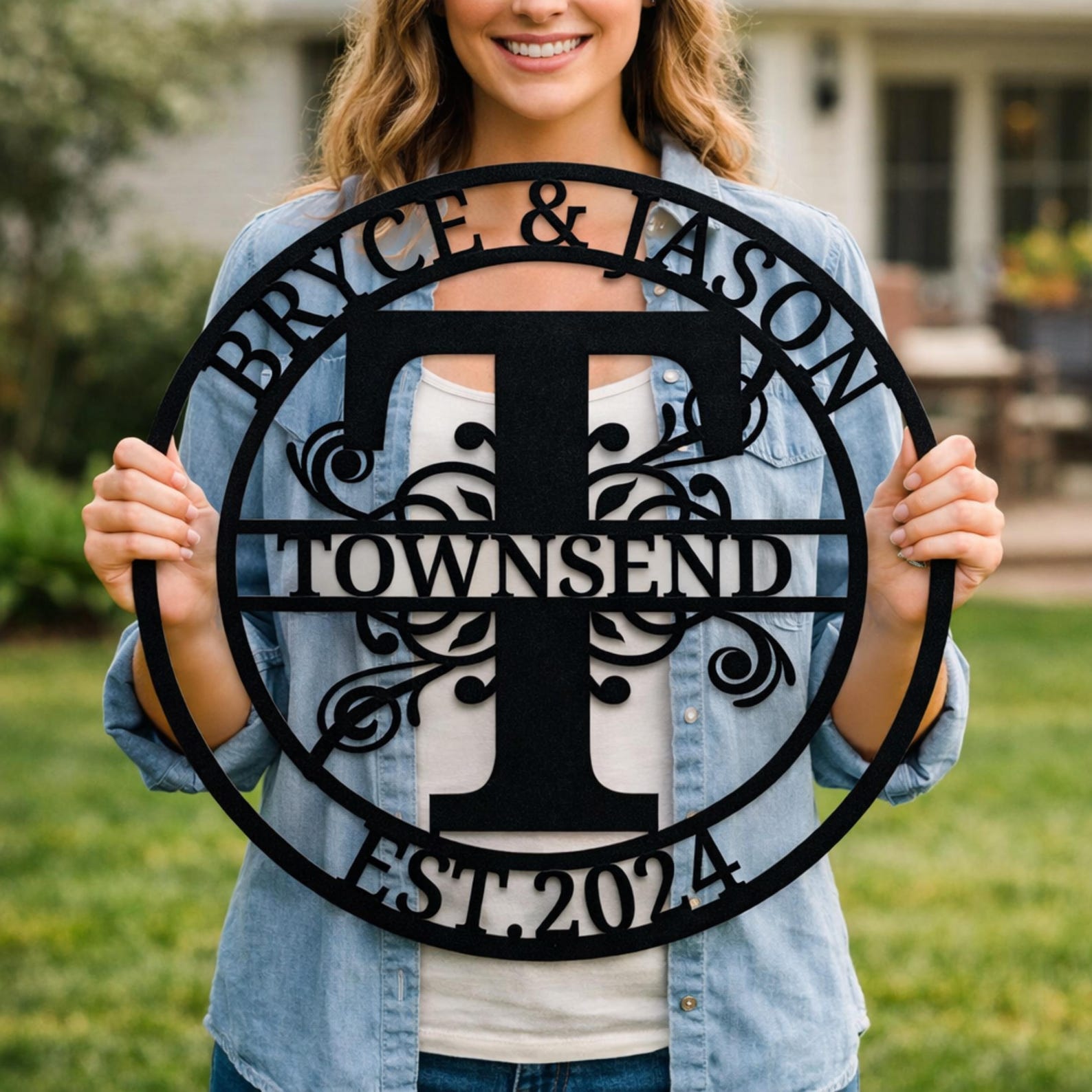 Personalized Metal Family Name Sign, Custom Last Name, Housewarming Gift