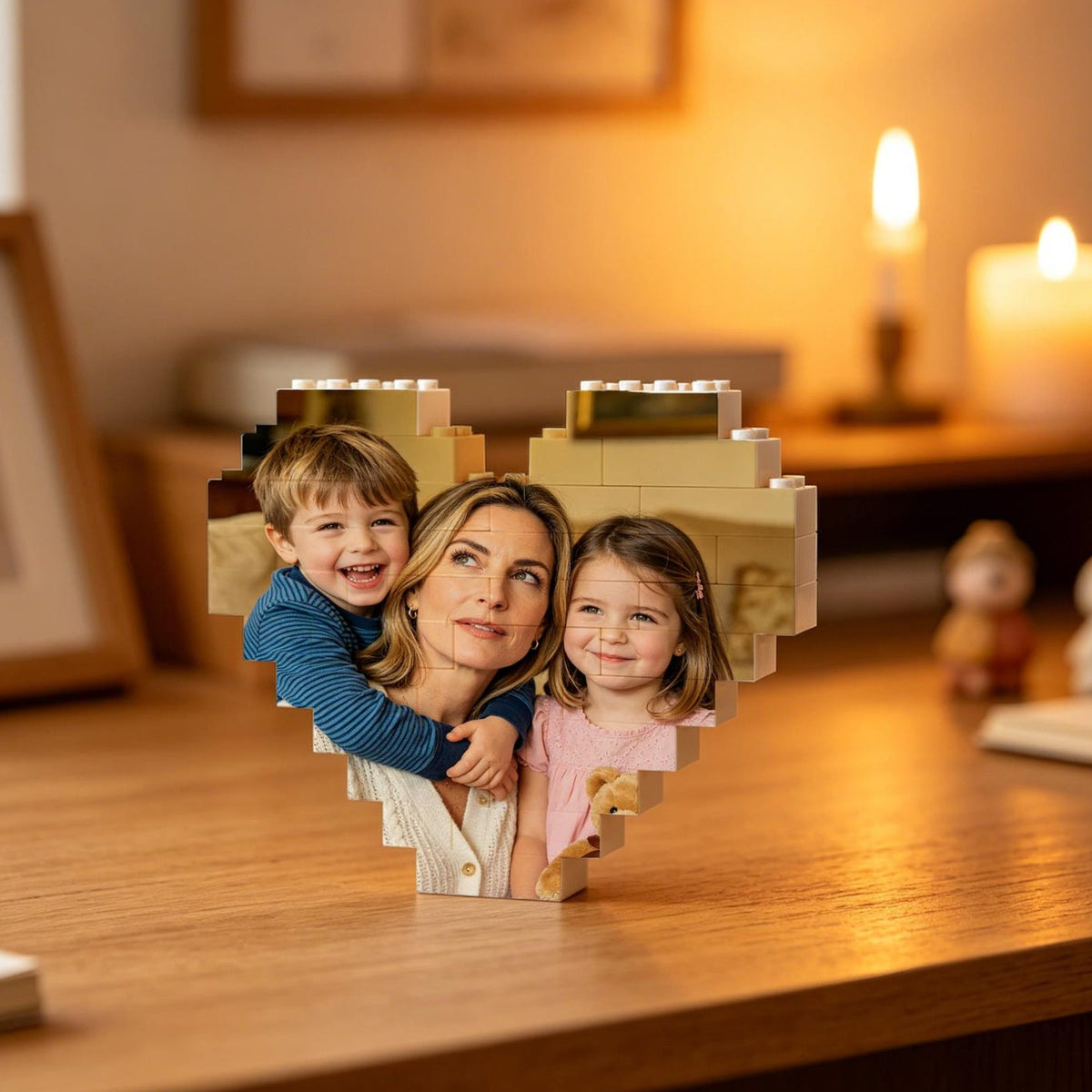 Custom Heart Mom Photo Building Block, Personalized Puzzle Block Puzzle Heart Shape, Building Bricks Puzzle, Photo Gifts Mothers Day Gifts