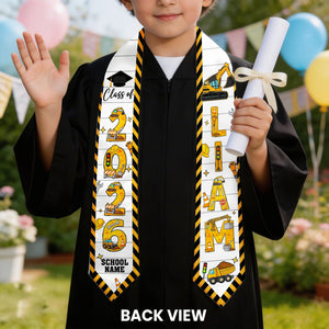 Personalized Kid Graduation Stole, Custom Construction Graduation Stole, Class Of 2026 Sash, Kids Graduation Sash,Preschool Graduation Stole