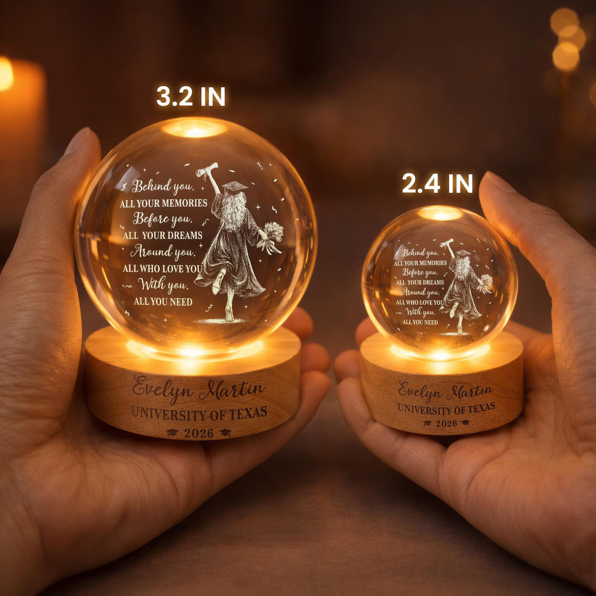 Personalized 2026 Graduation Crystal Ball Night Light, Class of 2026 Graduation Gift, College Grad Gift for Senior, Daughter, 2026 Grad Gift